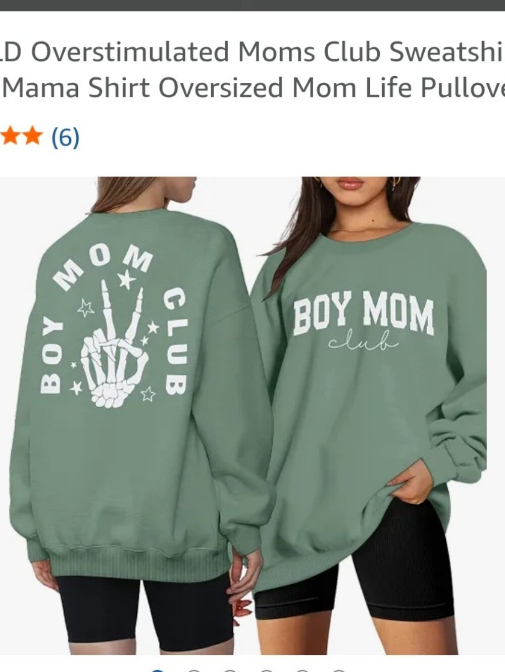 Boy Mom Club Oversized Sweatshirt - Sage Green Sizr Small New